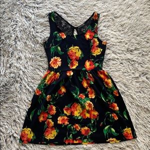 Navy floral print dress